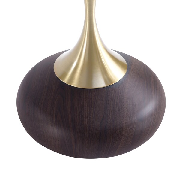 Manhattan Comfort Round End Table, 15.75 in L, Stainless Steel, Brown and Gold - 2-ET006-BR