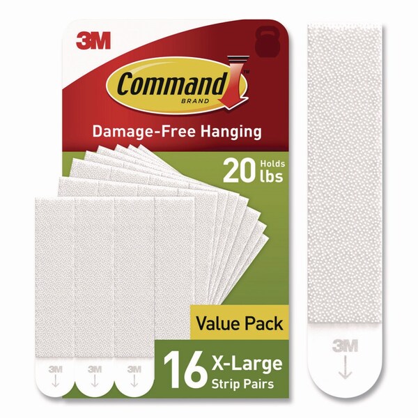 Command Picture Hanging Strips, X-Large, Removable, Holds up to 20 lbs per 4 Strips, White, 16PK - 17217-16NA