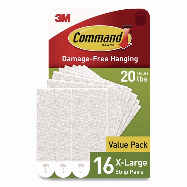 Command Picture Hanging Strips, X-Large, Removable, Holds up to 20 lbs per 4 Strips, White, 16PK - 17217-16NA