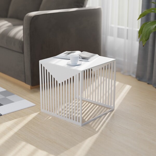 Leisuremod Square 15.8 in W, 15.8 in L, Steel, White - CT15W