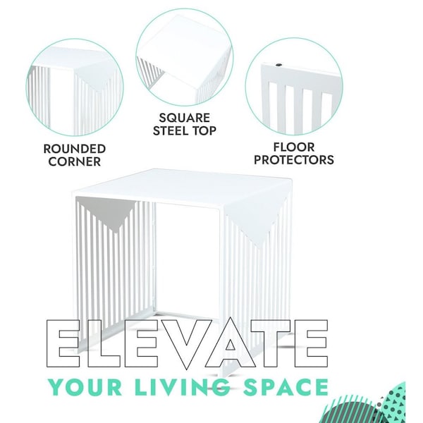 Leisuremod Square 15.8 in W, 15.8 in L, Steel, White - CT15W