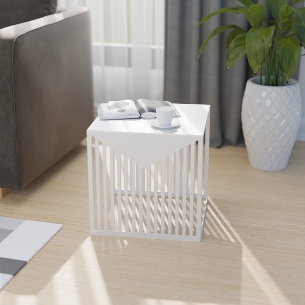 Leisuremod Square 15.8 in W, 15.8 in L, Steel, White - CT15W