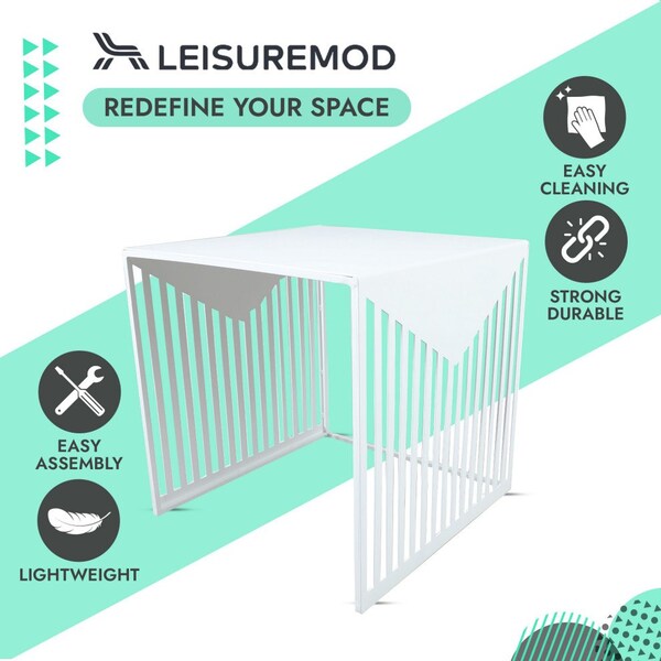 Leisuremod Square 15.8 in W, 15.8 in L, Steel, White - CT15W