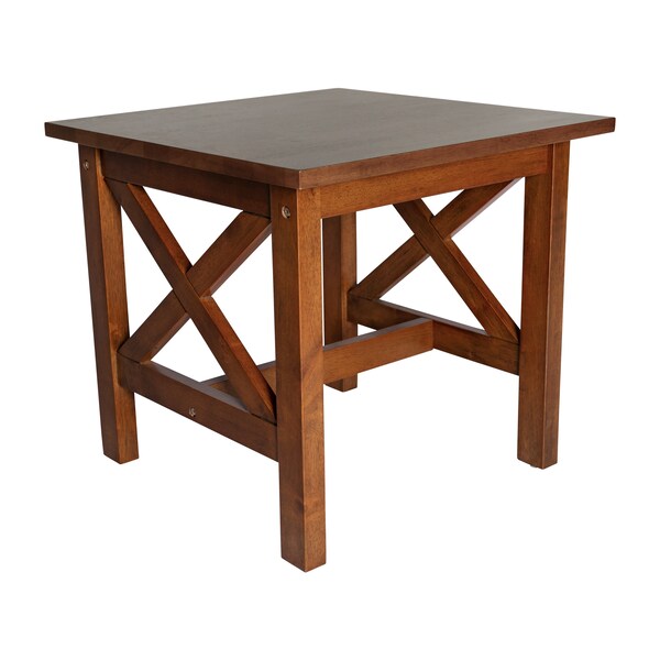 Flash Furniture Square 21.75 W, 21.75 L, Rubberwood (Parawood), Walnut - LFS-4002-WAL-GG