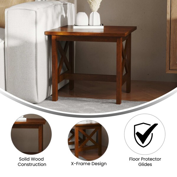 Flash Furniture Square 21.75 W, 21.75 L, Rubberwood (Parawood), Walnut - LFS-4002-WAL-GG