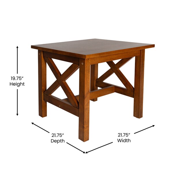Flash Furniture Square 21.75 W, 21.75 L, Rubberwood (Parawood), Walnut - LFS-4002-WAL-GG