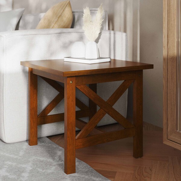 Flash Furniture Square 21.75 W, 21.75 L, Rubberwood (Parawood), Walnut - LFS-4002-WAL-GG