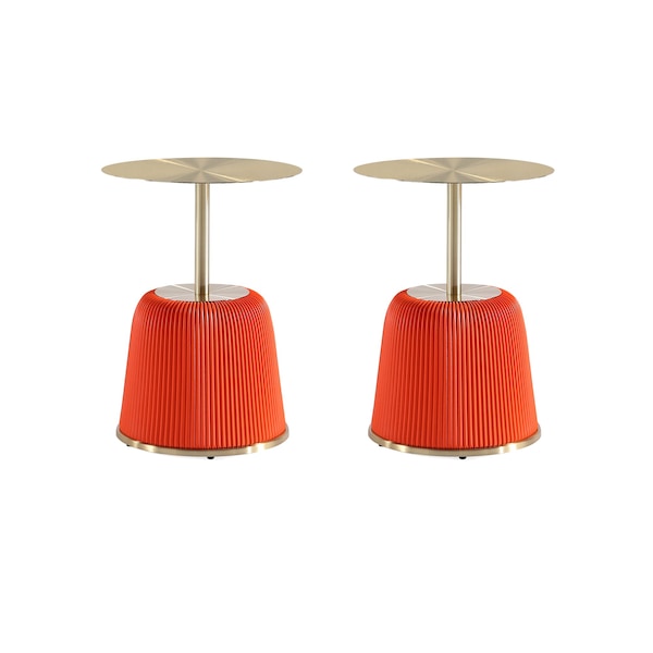 Manhattan Comfort Round End Table, 15.75 in L, Stainless Steel, Orange - 2-ET004-OR