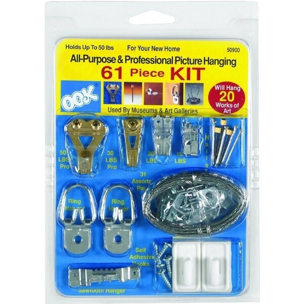 Ook Picture Hanging Kit, 10 to 30 lb, Steel, Zinc - 50900