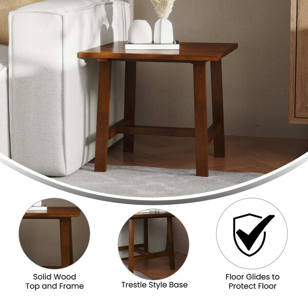 Flash Furniture Square 21.75 W, 21.75 L, Rubberwood (Parawood), Walnut - LFS-4005-WAL-GG