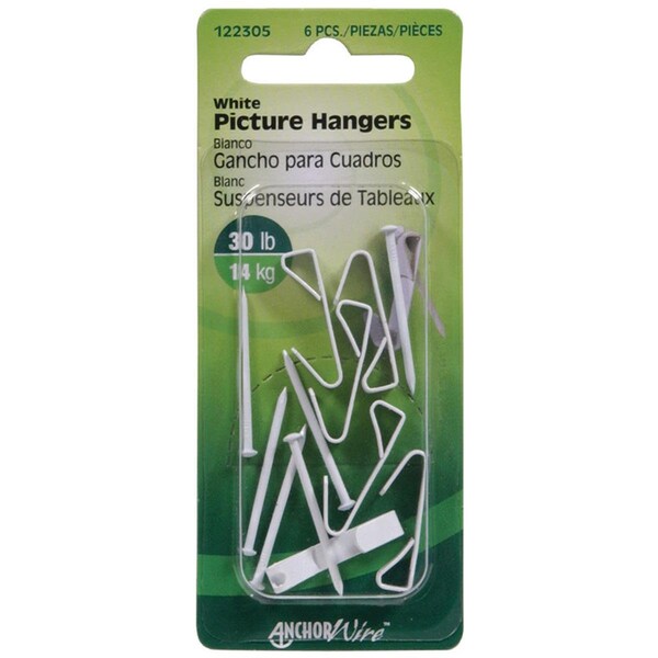 Aceds 30 lbs Picture Hanger  White, 60PK - 5331996