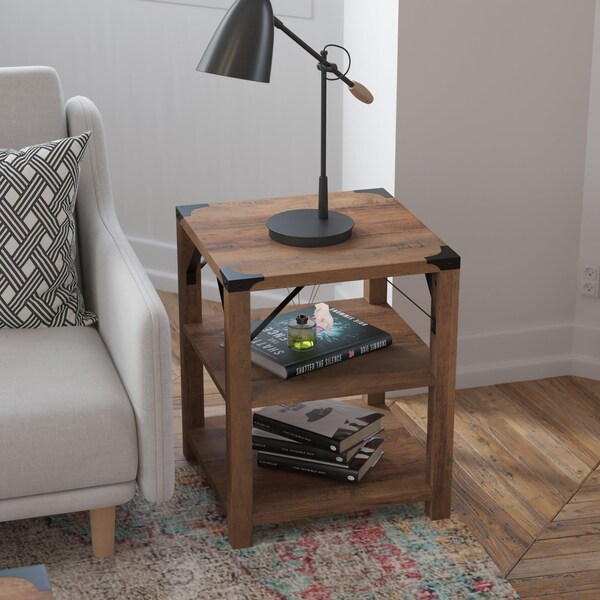 Flash Furniture 17.5 W, 17.5 L, 22 H, Engineered Wood, Rustic Oak - ZG-035-OAK-GG