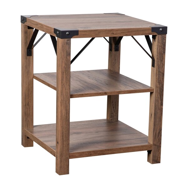 Flash Furniture 17.5 W, 17.5 L, 22 H, Engineered Wood, Rustic Oak - ZG-035-OAK-GG