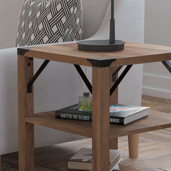 Flash Furniture 17.5 W, 17.5 L, 22 H, Engineered Wood, Rustic Oak - ZG-035-OAK-GG