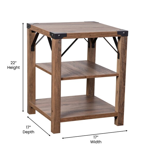 Flash Furniture 17.5 W, 17.5 L, 22 H, Engineered Wood, Rustic Oak - ZG-035-OAK-GG