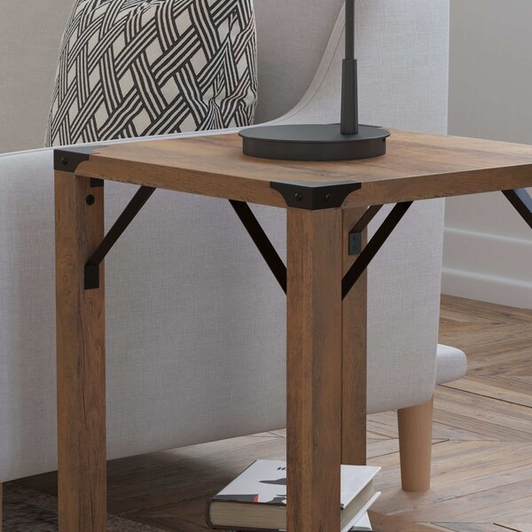Flash Furniture 17.5 W, 17.5 L, 22 H, Engineered Wood, Rustic Oak - ZG-036-OAK-GG