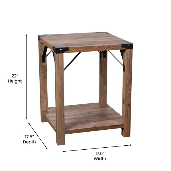 Flash Furniture 17.5 W, 17.5 L, 22 H, Engineered Wood, Rustic Oak - ZG-036-OAK-GG