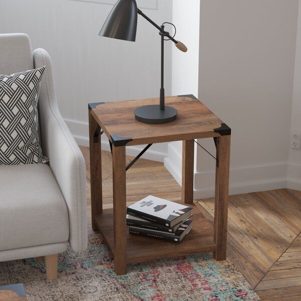 Flash Furniture 17.5 W, 17.5 L, 22 H, Engineered Wood, Rustic Oak - ZG-036-OAK-GG