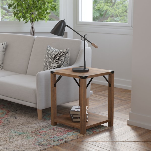 Flash Furniture 17.5 W, 17.5 L, 22 H, Engineered Wood, Rustic Oak - ZG-036-OAK-GG