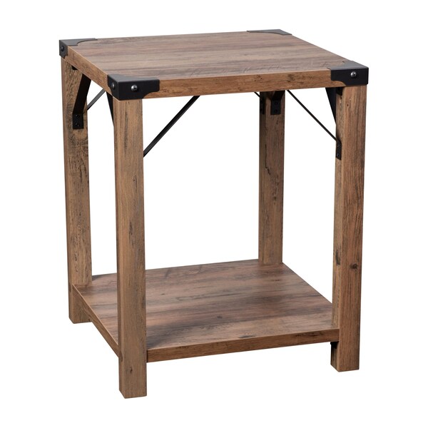 Flash Furniture 17.5 W, 17.5 L, 22 H, Engineered Wood, Rustic Oak - ZG-036-OAK-GG