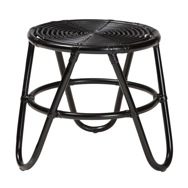 Baxton Studio 17.7 W, 20.1 L, 17.7 H, Natural Rattan, Black - 224-13133-ZORO