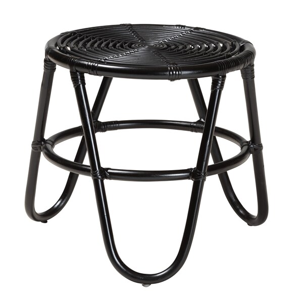 Baxton Studio 17.7 W, 20.1 L, 17.7 H, Natural Rattan, Black - 224-13133-ZORO