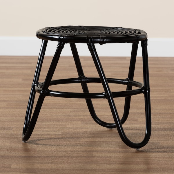 Baxton Studio 17.7 W, 20.1 L, 17.7 H, Natural Rattan, Black - 224-13133-ZORO