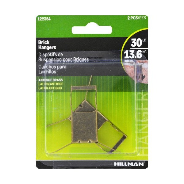 Hillman HILLMAN Brass-Plated Gold Brick Picture Hanger 30 lb 2 pk - 122354