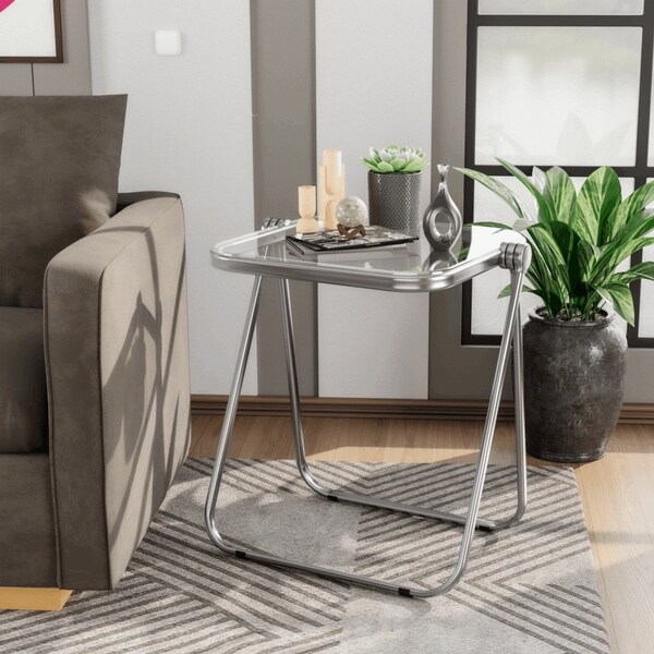 Leisuremod Square 19.49 in W, 25 in L, Plastic/Iron, Clear - LFT20CL