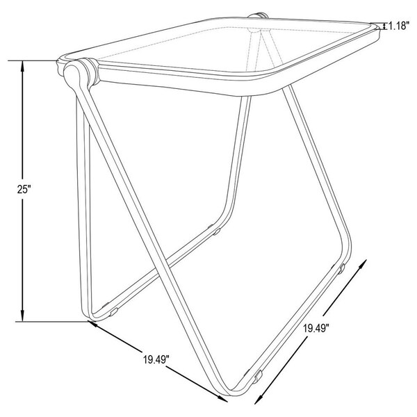 Leisuremod Square 19.49 in W, 25 in L, Plastic/Iron, Clear - LFT20CL