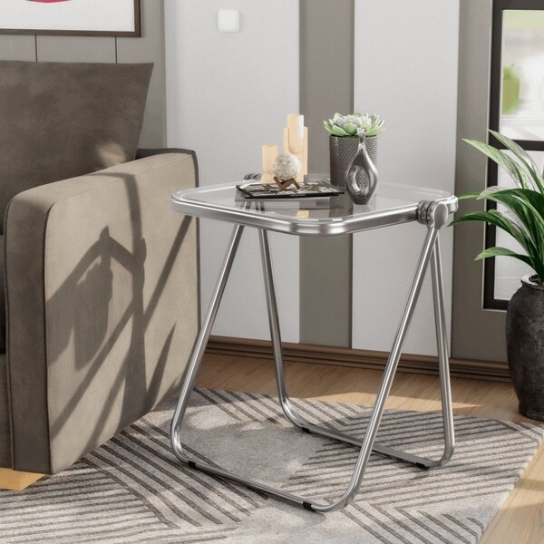Leisuremod Square 19.49 in W, 25 in L, Plastic/Iron, Clear - LFT20CL