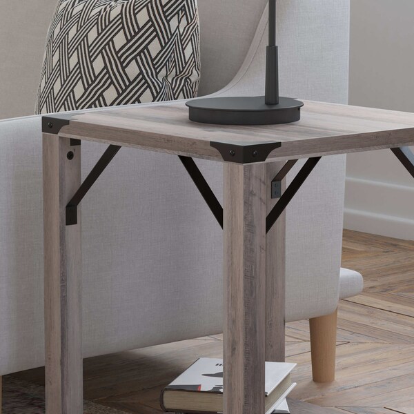 Flash Furniture 17.5 W, 17.5 L, 22 H, Engineered Wood, Gray Wash - ZG-036-GY-GG