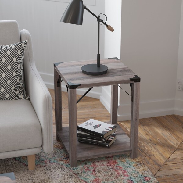 Flash Furniture 17.5 W, 17.5 L, 22 H, Engineered Wood, Gray Wash - ZG-036-GY-GG