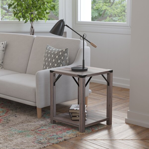 Flash Furniture 17.5 W, 17.5 L, 22 H, Engineered Wood, Gray Wash - ZG-036-GY-GG