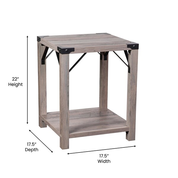 Flash Furniture 17.5 W, 17.5 L, 22 H, Engineered Wood, Gray Wash - ZG-036-GY-GG