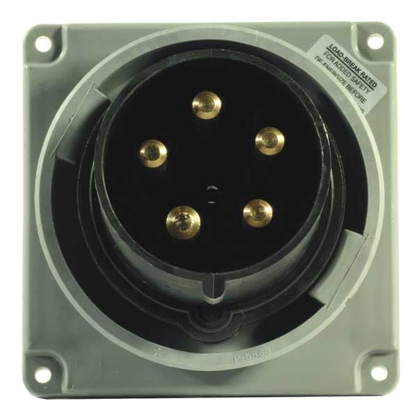 Entrada de pasador y manga IEC de Hubbell, 100A, 600V, Negro - HBL5100B5W