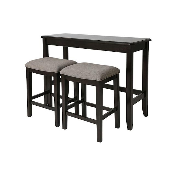 Newridge Home Goods NewRidge Home Goods 4560-TRF Home Sofa Table with Two Stools; Espresso - 4560-TRF