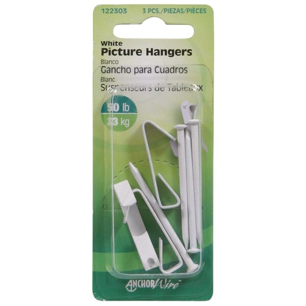 Aceds 50 lbs Picture Hanger  White, 30PK - 5332002