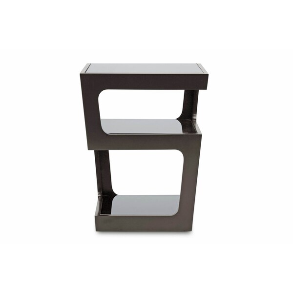 Baxton Studio Clara Black Modern End Table with 3-Tiered Glass Shelves - 102-5099