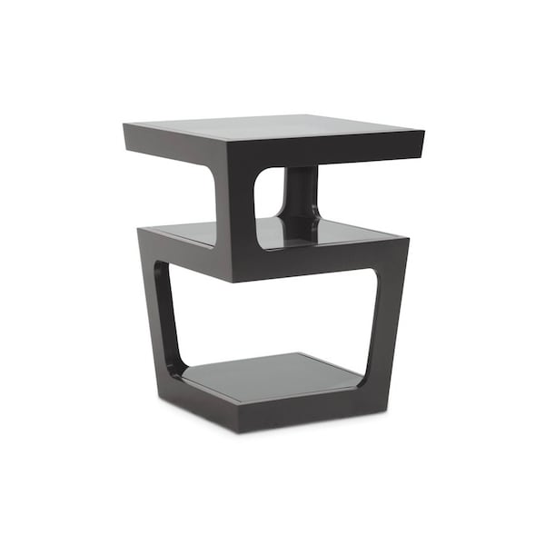 Baxton Studio Clara Black Modern End Table with 3-Tiered Glass Shelves - 102-5099