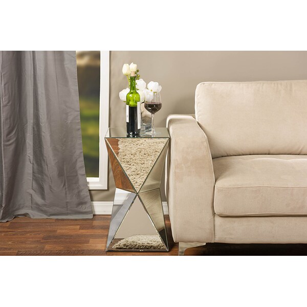Baxton Studio Rebecca Contemporary Multi-Faceted Mirrored Side Table - 114-6184
