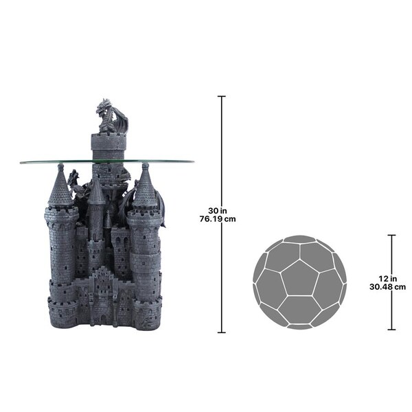 Design Toscano Lord Langton's Castle Glass-Topped Sculptural Table - CL0006