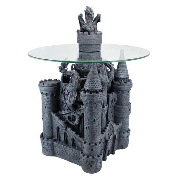 Design Toscano Lord Langton's Castle Glass-Topped Sculptural Table - CL0006