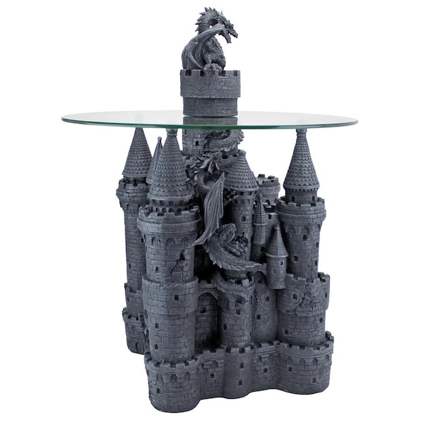 Design Toscano Lord Langton's Castle Glass-Topped Sculptural Table - CL0006