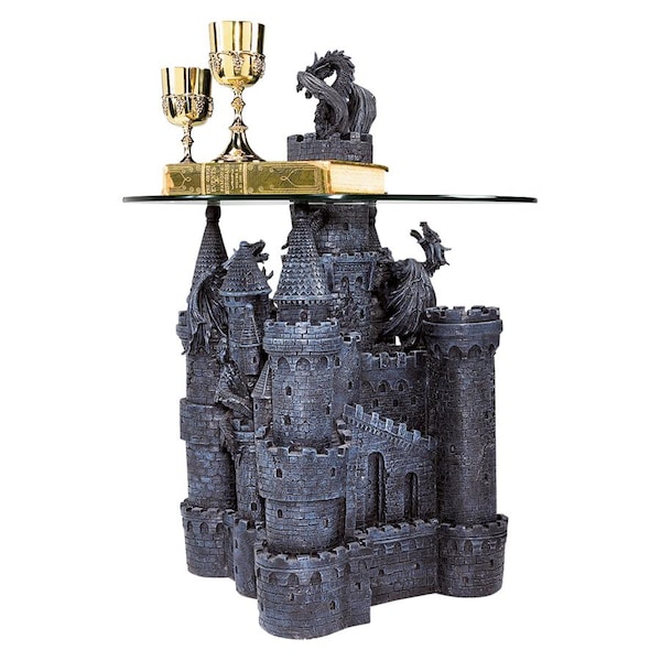 Design Toscano Lord Langton's Castle Glass-Topped Sculptural Table - CL0006