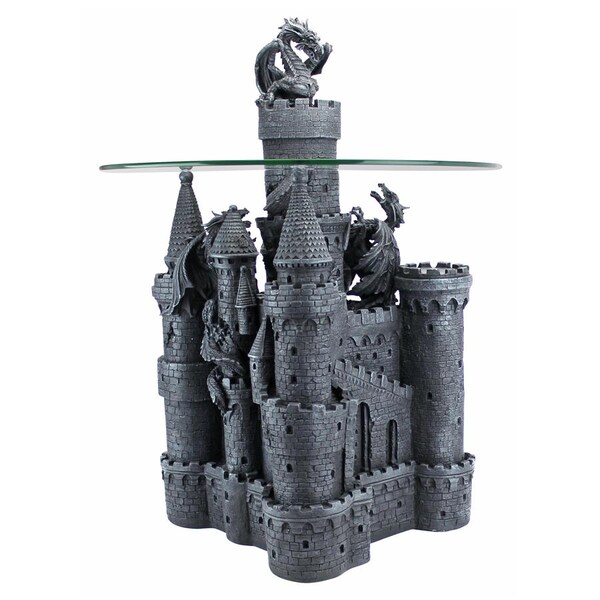 Design Toscano Lord Langton's Castle Glass-Topped Sculptural Table - CL0006