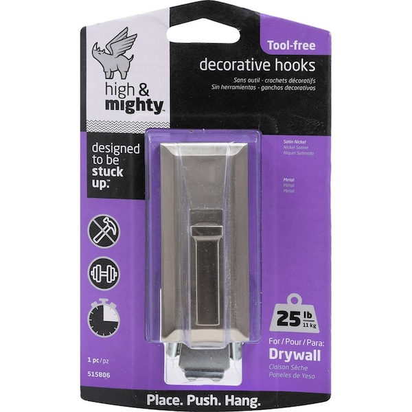 High & Mighty HILLMAN 3.5 in. L Satin Nickel Silver Metal Decorative Hooks 25 lb. cap. 1 pk - 515806