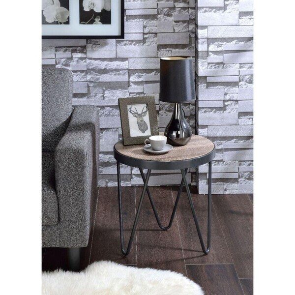 Homeroots 18.11 x 16.73 x 16.73 in. Bage End Table Weathered Gray Oak - 286246