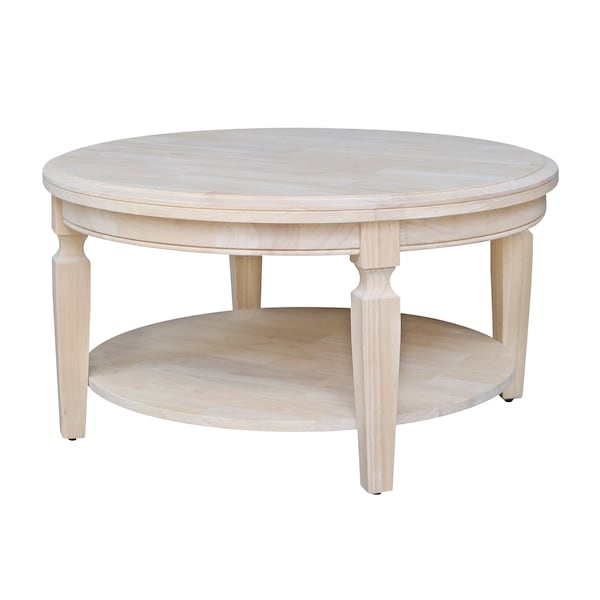 International Concepts Round Vista  Coffee Table  Ready to, 38 in W, 38 in L, 20.3 in H, Wood, Unfinished - OT-15CR