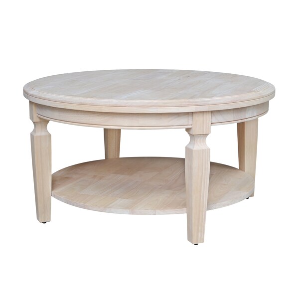 International Concepts Round Vista  Coffee Table  Ready to, 38 in W, 38 in L, 20.3 in H, Wood, Unfinished - OT-15CR